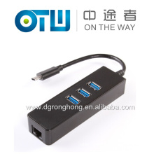 USB 3.1 Typ C zu Gigabit Ethernet Netzwerk + USB 3.0 Hub 3-Port Kabel LAN Adapter